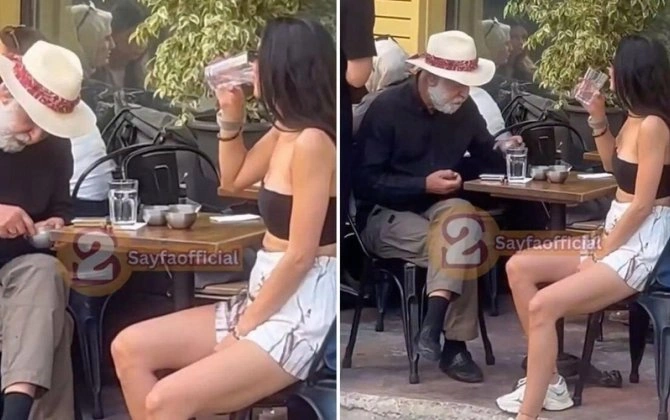 Gənc qadınla görüntülənən 75 yaşlı aktyor müxbirə əsəbiləşdi
