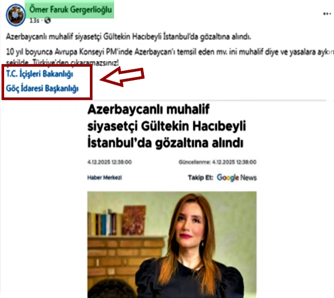 “FETO” terror təşkilatının bəzi üzvlərinin Gültəkin Hacıbəylini dəstəkləmələrinə dair faktlar