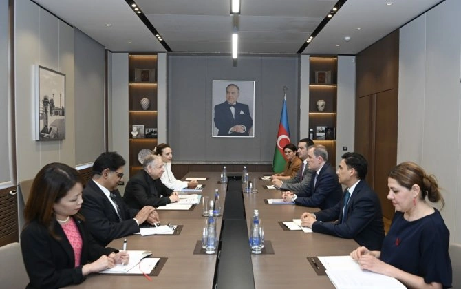 Ceyhun Bayramov BMT Baş katibinin xüsusi elçisi ilə görüşüb - FOTO